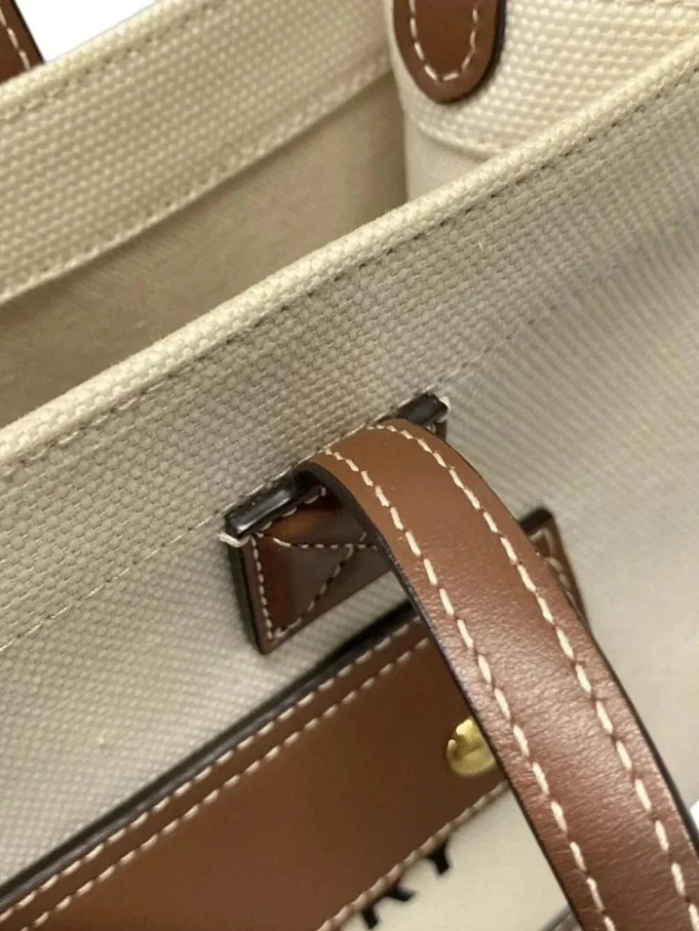 Burberry Mini Fraya Tote 8044143 Cream Brown Canvas Leather Shoulder Bag - Picture 11 of 14